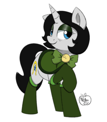 Size: 896x1024 | Tagged: safe, artist:methidman, artist:notenoughapples, color edit, edit, oc, oc only, oc:joyride, pony, unicorn, colt quest, adult, bags under eyes, bowtie, clothes, color, colored, cutie mark, cyoa, eyeshadow, female, horn, leggings, mage, makeup, mantle, mare, omega, pimp, smiling, solo, stars