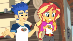 Size: 636x360 | Tagged: safe, screencap, boulder (g4), flash sentry, maud pie, sunset shimmer, equestria girls, g4, legend of everfree - bloopers, my little pony equestria girls: legend of everfree, animated, animated actors, blooper, gif, inconvenient, inconvenient maud