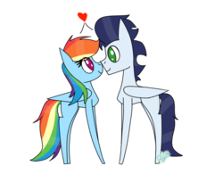 Size: 965x827 | Tagged: safe, artist:rai2n, rainbow dash, soarin', pony, g4, boop, heart, male, noseboop, ship:soarindash, shipping, simple background, straight, transparent background