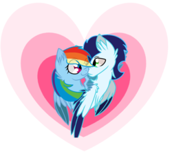 Size: 1024x900 | Tagged: safe, artist:azuradash, rainbow dash, soarin', pony, g4, colored wings, colored wingtips, heart, male, ship:soarindash, shipping, straight