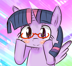 Size: 555x507 | Tagged: safe, artist:timorikawa, twilight sparkle, alicorn, pony, g4, female, glasses, solo, twilight sparkle (alicorn)