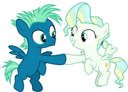 Size: 4173x3004 | Tagged: safe, artist:cloudy glow, sky stinger, vapor trail, pegasus, pony, g4, top bolt, duo, female, male, show accurate, simple background, transparent background, vector, younger