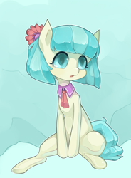 Size: 2099x2856 | Tagged: safe, artist:misukitty, coco pommel, g4, female, high res, sitting, solo