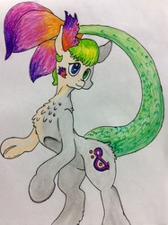 Size: 1775x2377 | Tagged: safe, artist:andandampersand, derpibooru exclusive, oc, oc only, oc:andandampersand, hybrid, merpony, solo, three faces, traditional art