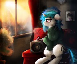 Size: 3600x3000 | Tagged: safe, artist:kaine, dj pon-3, octavia melody, vinyl scratch, g4, evening, female, high res, sad, solo, wub