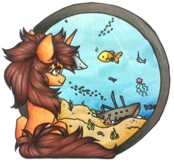 Size: 1320x1224 | Tagged: safe, artist:scaevitas, oc, oc only, fish, pony, unicorn, ship, solo