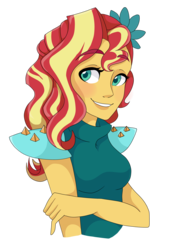 Size: 3040x4280 | Tagged: safe, artist:maddymoiselle, sunset shimmer, equestria girls, g4, my little pony equestria girls: legend of everfree, alternate hairstyle, bust, clothes, colored pupils, crystal gala, crystal gala dress, cute, dress, female, high res, shimmerbetes, simple background, smiling, solo, transparent background