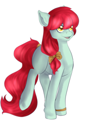 Size: 2924x4105 | Tagged: safe, artist:rosewend, oc, oc only, earth pony, pony, bow, hair bow, simple background, solo, tail wrap, transparent background