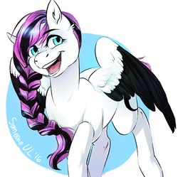 Size: 1053x1050 | Tagged: safe, artist:somepony-ul, oc, oc only, pegasus, pony, female, happy, long hair, long mane, mare, smiling, solo