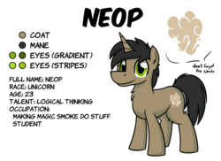Size: 3000x2188 | Tagged: safe, artist:moemneop, oc, oc only, oc:neop, pony, unicorn, cutie mark, high res, reference sheet, solo