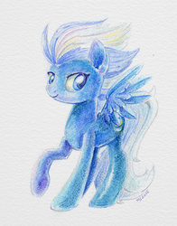 Size: 604x769 | Tagged: safe, artist:maytee, night glider, g4, female, raised hoof, solo, traditional art