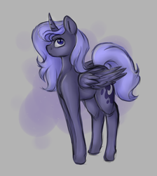 Size: 1024x1141 | Tagged: safe, artist:antelopeamy, princess luna, g4, female, s1 luna, simple background, solo