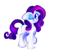 Size: 1024x910 | Tagged: safe, artist:antelopeamy, rarity, g4, female, floppy ears, one eye closed, simple background, solo, wink