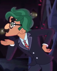 Size: 286x359 | Tagged: safe, screencap, timber spruce, equestria girls, g4, legend of everfree - bloopers, my little pony equestria girls: legend of everfree, animated, cropped, crystal gala, fast, gif, groucho marx, groucho marx psyche out, groucho mask, male, solo
