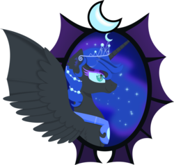 Size: 1024x975 | Tagged: safe, artist:saturnstar14, nightmare moon, alicorn, pony, g4, female, jewelry, lineless, simple background, solo, spread wings, tiara, transparent background