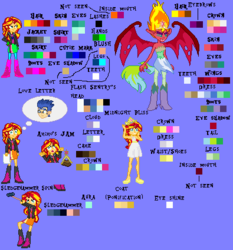 Size: 395x424 | Tagged: safe, artist:toonalexsora007, flash sentry, sunset shimmer, equestria girls, g4, big crown thingy, cake, element of harmony, fall formal outfits, food, hammer, implied flashimmer, jewelry, midnight bliss, mugen, nicolas cage wants cake, palette, parody, reference sheet, regalia, sledgehammer, sunset satan, template, wall eyed