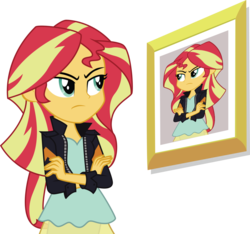 Size: 1093x1024 | Tagged: artist needed, safe, sunset shimmer, equestria girls, g4, exploitable meme, female, meme, simple background, solo, sunset's picture frame, transparent background