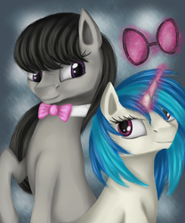 Size: 2500x3000 | Tagged: safe, artist:studentlaure, dj pon-3, octavia melody, vinyl scratch, pony, g4, duo, high res