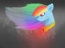 Size: 609x448 | Tagged: safe, artist:vvalent, rainbow dash, pony, g4, crying, element of loyalty, female, solo