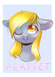 Size: 654x912 | Tagged: safe, artist:rizzych, derpy hooves, pegasus, pony, g4, bust, colored pupils, digital art, female, mare, motivational poster, open mouth, portrait, poster, simple background, solo