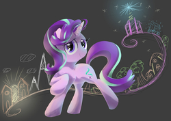 Size: 7016x4961 | Tagged: safe, artist:hananpacha, starlight glimmer, pony, unicorn, g4, absurd resolution, chalk drawing, cute, female, glimmerbetes, looking at you, mare, smiling, solo
