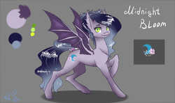 Size: 2700x1600 | Tagged: safe, artist:alina-sherl, oc, oc only, oc:midnight bloom, bat pony, pony, solo