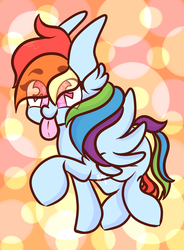 Size: 2238x3041 | Tagged: safe, artist:hedgehog-plant, rainbow dash, pegasus, pony, g4, abstract background, female, high res, mare, raised hoof, solo, tongue out