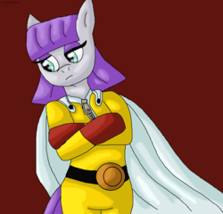 Size: 1048x1008 | Tagged: safe, artist:mojo1985, maud pie, anthro, g4, cape, clothes, cosplay, costume, female, gloves, one punch man, reference, saitama, solo