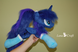 Size: 1579x1050 | Tagged: safe, artist:lanacraft, princess luna, g4, alternate hairstyle, beanie (plushie), clothes, irl, photo, plushie, ponytail, socks, solo