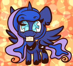 Size: 2549x2307 | Tagged: safe, artist:hedgehog-plant, princess luna, alicorn, pony, g4, abstract background, female, high res, mare, mouth hold, note, solo