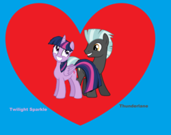 Size: 2596x2060 | Tagged: safe, artist:jwwprod, thunderlane, twilight sparkle, alicorn, pony, g4, duo, female, heart, high res, male, ms paint, shipping, straight, twilane, twilight sparkle (alicorn)