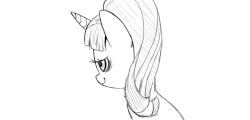 Size: 500x240 | Tagged: safe, artist:setoya, starlight glimmer, g4, animated, black and white, bust, eyes closed, female, gif, grayscale, lidded eyes, looking at you, looking back, monochrome, open mouth, simple background, smiling, smirk, solo, white background