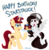 Size: 1644x1674 | Tagged: safe, artist:bloodorangepancakes, oc, oc only, oc:ruby pancakes, oc:starstruck symphony, pegasus, pony, unicorn, birthday, food, pancakes