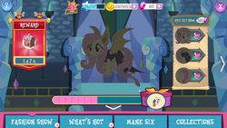 Size: 1280x720 | Tagged: safe, gameloft, fluttershy, pony, g4, clothes, costume, crack is cheaper, dress, female, flutterbat costume, game screencap, mare, nightmare night, vip