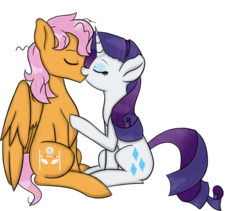 Size: 1219x1029 | Tagged: safe, artist:sisirr, rarity, oc, oc:orange sky, pegasus, pony, g4, canon x oc, kissing, male, rariange, shipping, simple background, straight, transparent background