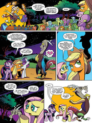 Size: 720x960 | Tagged: safe, artist:andy price, idw, applejack, discord, fluttershy, rarity, twilight sparkle, alicorn, pony, chaos theory (arc), g4, spoiler:comic, spoiler:comic48, accord (arc), bowling ball, chainsaw, cleaver, juggling, part the first: from chaos comes order, preview, twilight sparkle (alicorn)