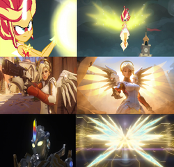 Size: 866x834 | Tagged: safe, sunset shimmer, equestria girls, g4, my little pony equestria girls: friendship games, comparison, daydream shimmer, mercy, overwatch, take my hand, ultraman, ultraman exceed x, ultraman exceed x beta spark armor, ultraman x, ultraman x the movie:here comes! our ultraman