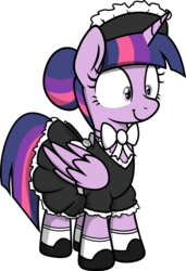 Size: 4099x6000 | Tagged: safe, artist:skitter, artist:slb94, twilight sparkle, alicorn, pony, g4, 2016, absurd resolution, clothes, cute, female, folded wings, maid, maidlight sparkle, mare, simple background, smiling, solo, transparent background, twilight sparkle (alicorn), vector