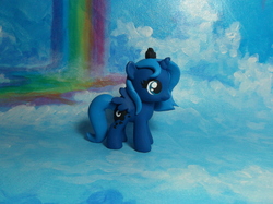 Size: 667x500 | Tagged: safe, artist:sanadaookmai, princess luna, g4, craft, female, filly, sculpture, solo, spread wings, traditional art, woona, younger