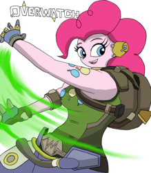 Size: 2872x3275 | Tagged: safe, artist:missmayaleanne, part of a set, pinkie pie, equestria girls, g4, clothes, crossover, female, gloves, headset, high res, looking at you, lucio, overwatch, simple background, solo, transparent background