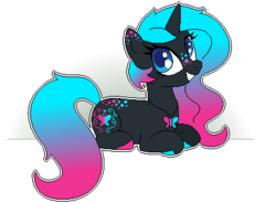 Size: 400x294 | Tagged: safe, artist:matteglaze, oc, oc only, oc:lightia neon, pony, unicorn, butt freckles, female, freckles, lying down, mare, pixel art, solo