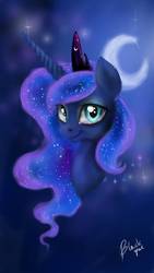 Size: 720x1280 | Tagged: dead source, safe, artist:black-opal1, princess luna, g4, female, moon, smiling, solo, stars