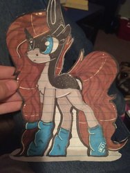 Size: 1024x1365 | Tagged: safe, artist:umiimou, oc, oc only, earth pony, pony, clothes, craft, hand, lined paper, photo, socks, solo, traditional art