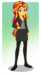 Size: 607x1100 | Tagged: safe, artist:shizow, artist:twilite-sparkleplz, sunset shimmer, equestria girls, g4, alternate hairstyle, clothes, collaboration, cute, female, shimmerbetes, show accurate, skirt, solo, tube skirt