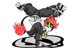 Size: 800x500 | Tagged: safe, artist:fourze-pony, oc, oc:skull kamen, breakdancing, bronalysis, crossover, gold chains, mystery skulls, non-mlp oc, pokémon, rapper, simple background, team skull, transparent background