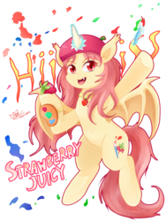 Size: 2000x2660 | Tagged: safe, artist:pika-chany, oc, oc only, alicorn, bat pony, hybrid, pony, alicorn oc, cute, high res, solo