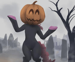 Size: 1461x1200 | Tagged: safe, artist:grissaecrim, pinkie pie, pony, g4, 2spooky, bipedal, clothes, costume, female, halloween, holiday, jack-o-lantern, parody, pumpkin, pumpkin dance, solo