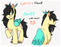 Size: 1024x797 | Tagged: dead source, safe, artist:na-na-ni, oc, oc only, oc:amity, hybrid, interspecies offspring, offspring, parent:discord, parent:fluttershy, parents:discoshy, solo