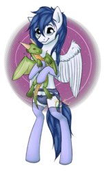 Size: 2149x3543 | Tagged: safe, artist:farcuf, oc, oc only, oc:graceful motion, dragon, pegasus, pony, bed mane, bipedal, clothes, cute, lingerie, panties, plushie, ribbon, simple background, solo, underwear