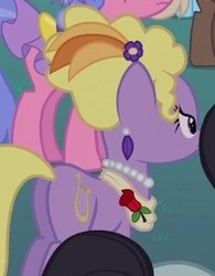 Size: 243x312 | Tagged: safe, screencap, lyrica lilac, royal ribbon, pony, g4, sweet and elite, butt, cropped, female, mare, plot